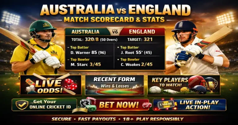 Australian Men’s Cricket Team vs England Match Scorecard