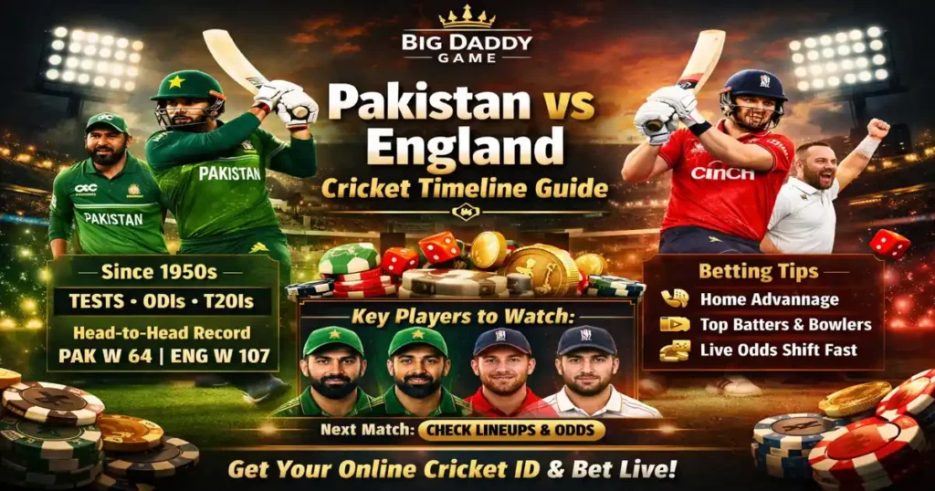 Pakistan National Cricket Team vs England Cricket Team Timeline